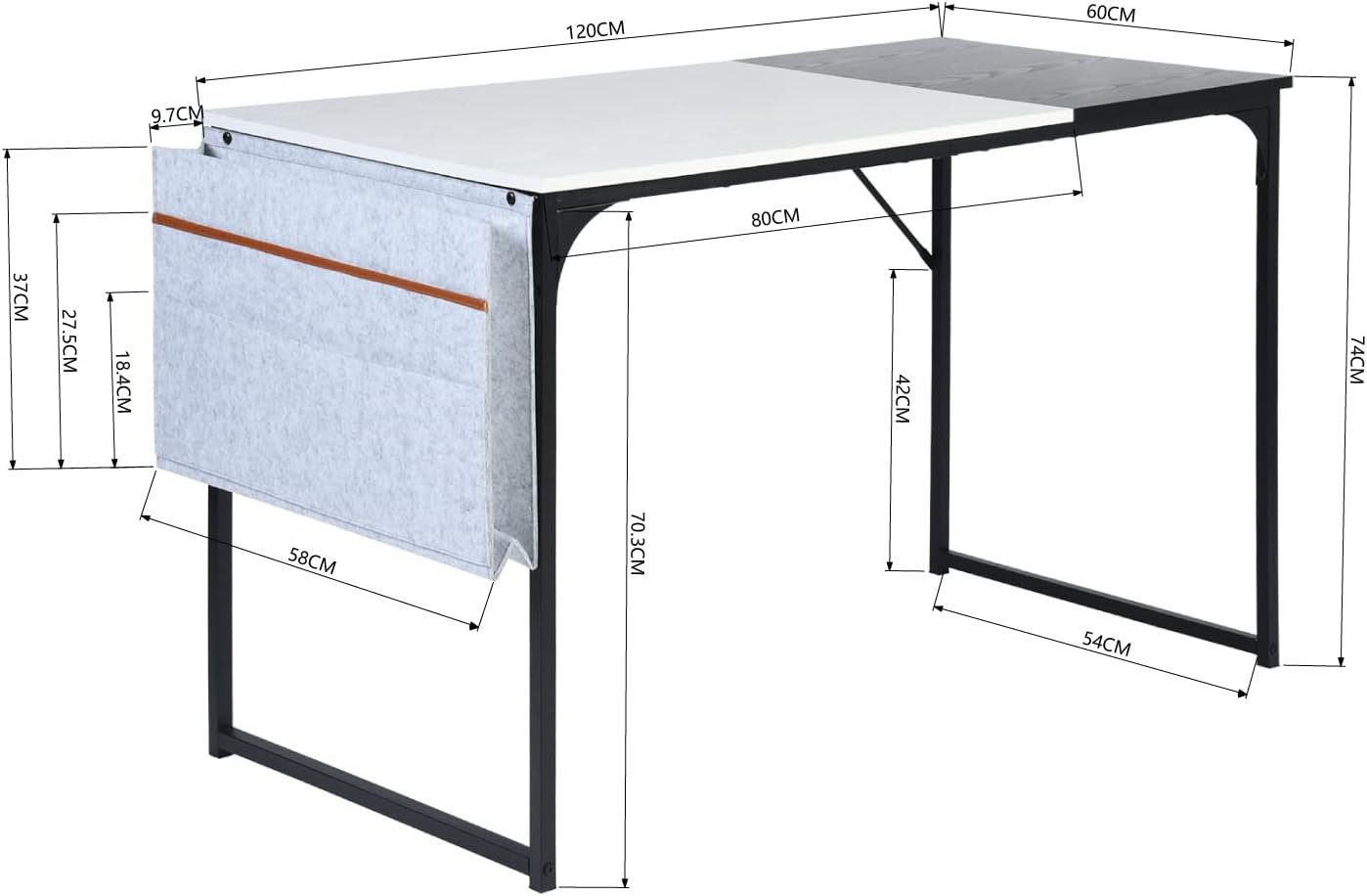 Coonoor Schreibtisch einfacher Bürotisch Bürotisch, cm, omputertisch, Schwarz-weiß Aufbewahrungstasche mit 120x60x74 Aufbau