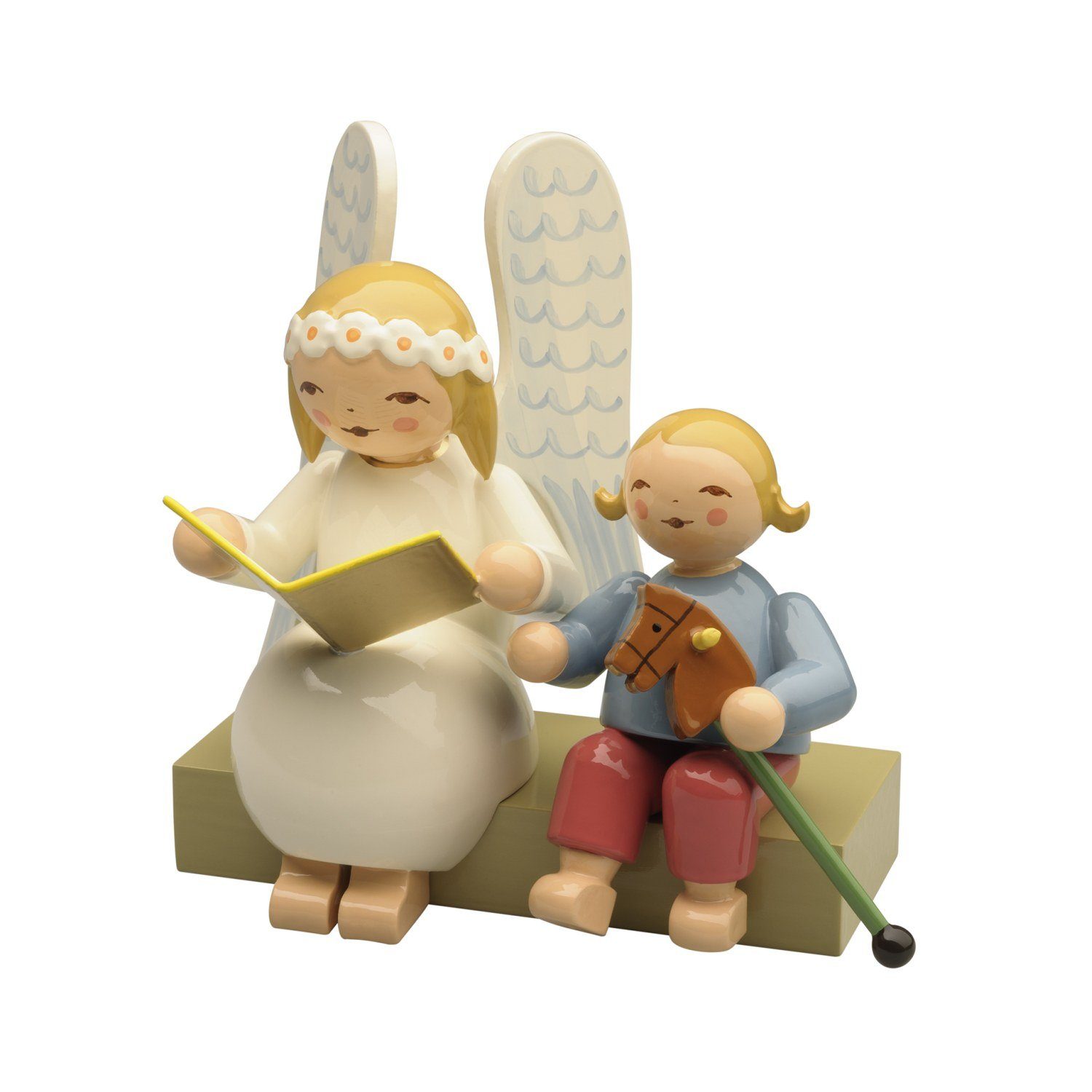 Wendt & Kühn Sammelfigur Margeritenengel auf Bank mit Junge 634/10/2