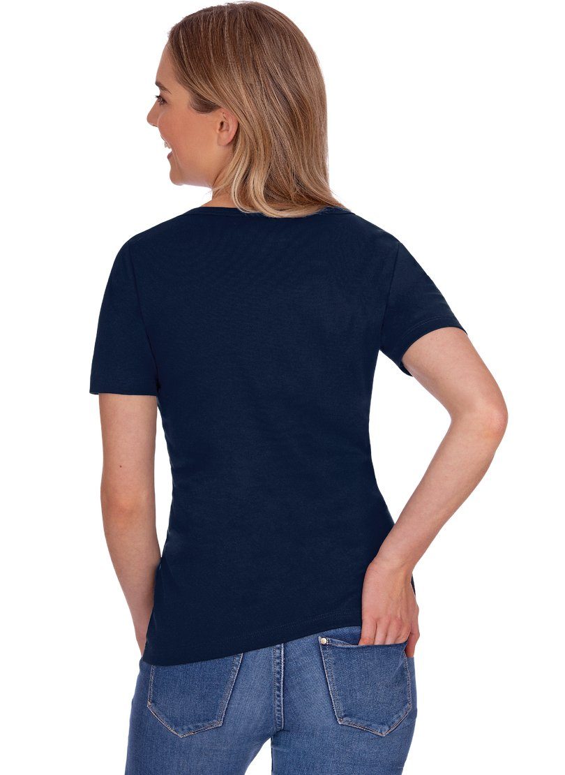 aus navy TRIGEMA Baumwolle/Elastan Trigema V-Shirt T-Shirt
