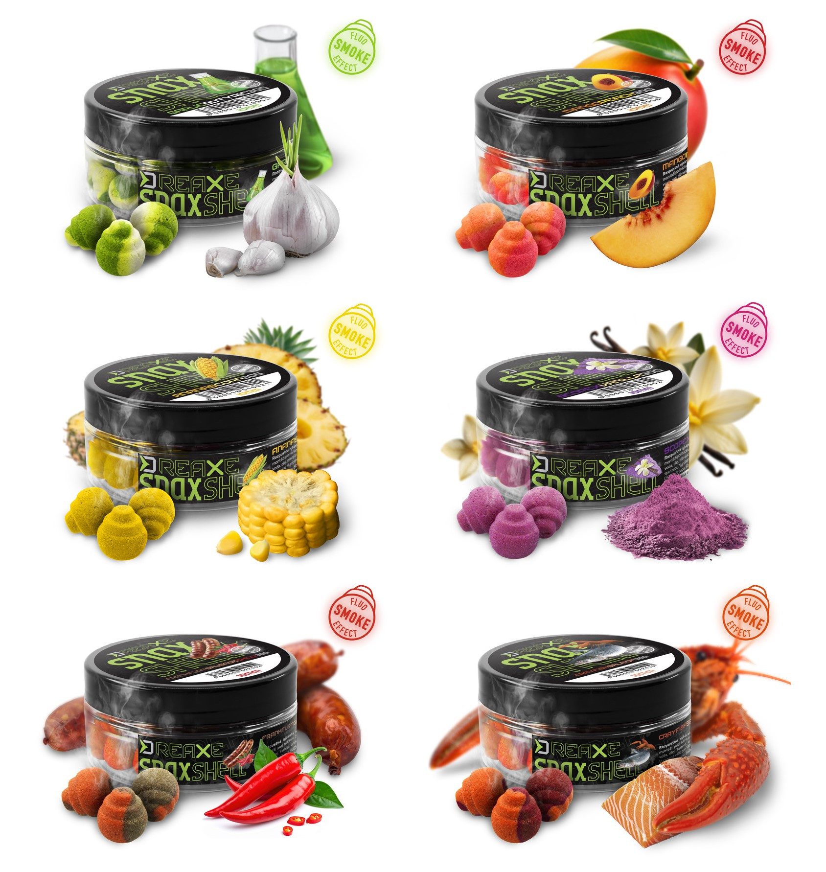 Delphin.sk Kunstköder 6er SPAR-SET Wafters D SNAX SHELL Köder - 10mm - 6x30g - Smoke, (Spar-Set), Köder geben langsam eine unwiederstehliche Rauchwolke ab