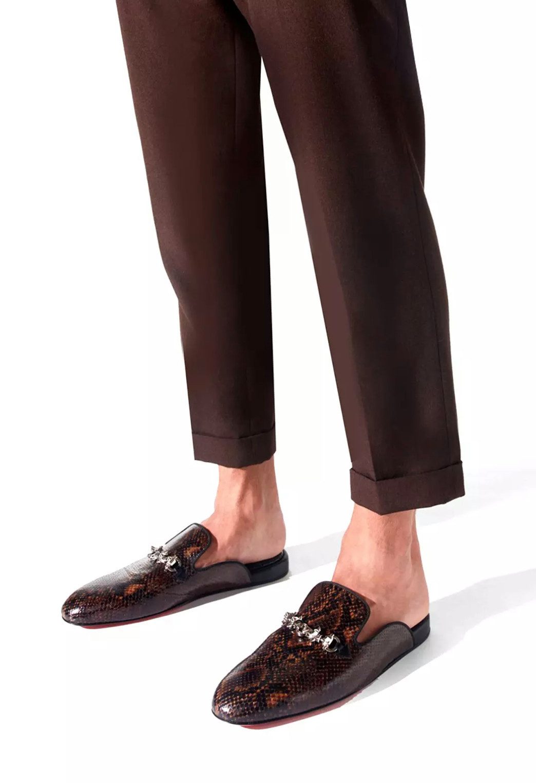 CHRISTIAN LOUBOUTIN Coolito Spikes Snk-Print Mules Schuhe Sandalen Slipper mit silbernen Maison Signature-Spikes, Made In Italien