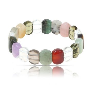 Made by Nami Armband Buntes Edelstein Chakra Armband Damen aus echten Steinen, Geschenke für Frauen (Bunt)