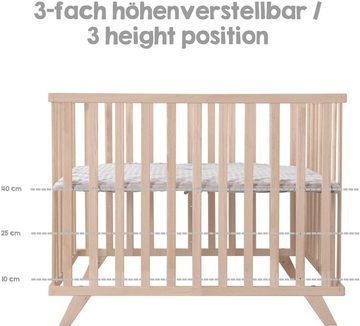 roba® Laufgitter Lil Planet grau, 75x100cm, Holz natur, mit Stoffeinlage; höhenverstellbar