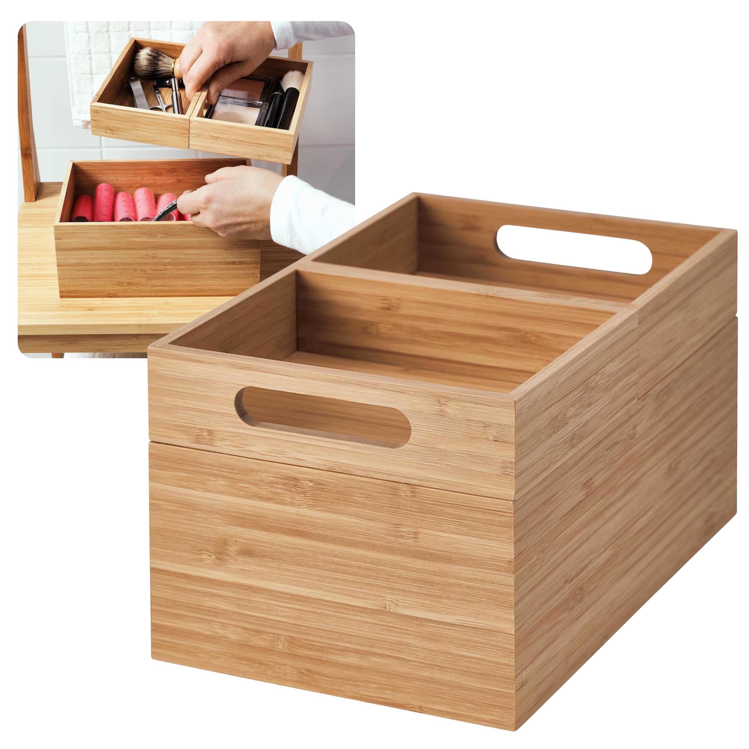 IKEA Allzweckkiste DRAGAN Bambusbox,Aufbewahrungsbox mit Griffen, 23x17x14 cm IKEA