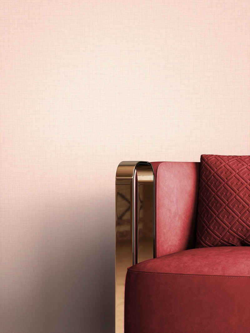 Newroom Vliestapete, Rosa Tapete Uni Einfarbig - Unitapete Modern Klassik Textil Struktur für Wohnzimmer Schlafzimmer Flur