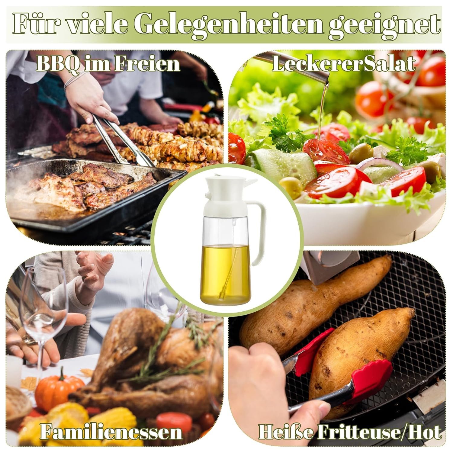 BYSURE Sprühflasche, (2-tlg), Zwei-in-eins-Ölsprühflasche zum Sprühen und Ausgießen