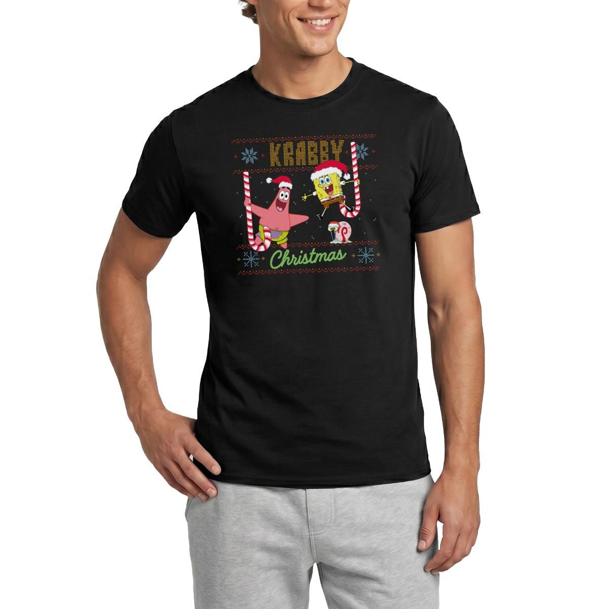 Spreadshirt T-Shirt SpongeBob Schwammkopf Krabby Ugly Christmas Männer T-Shirt (1-tlg)