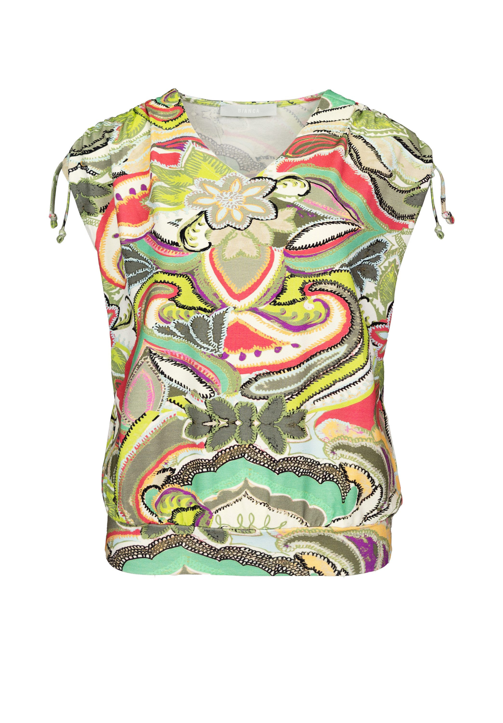 bianca Kurzarmshirt JULIE mit trendigem Allover-Dessin in Sommerfarben günstig online kaufen