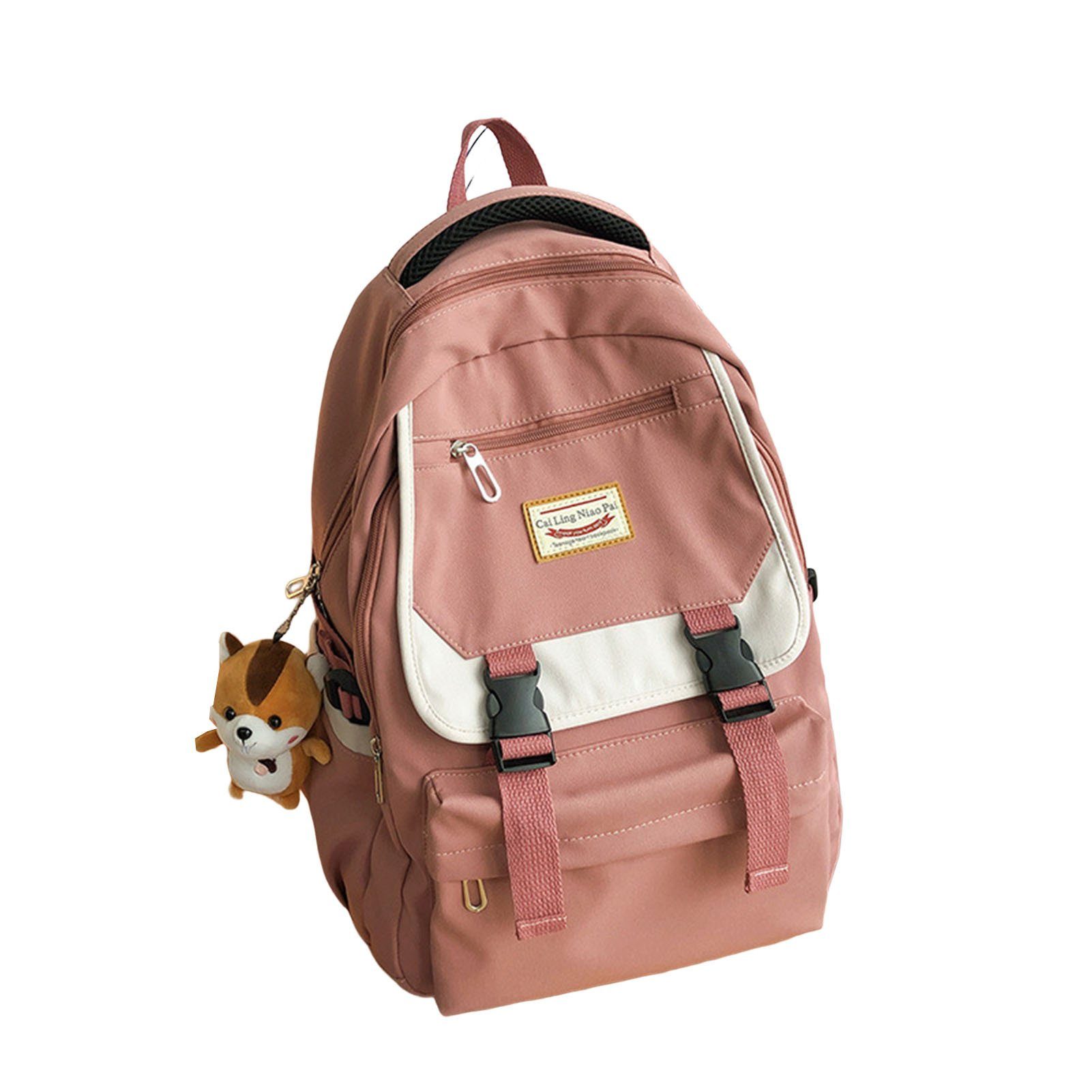 Blusmart Rucksack Mode Einfacher Rucksack Große Kapazität Reißverschluss Schultasche pink squirrel