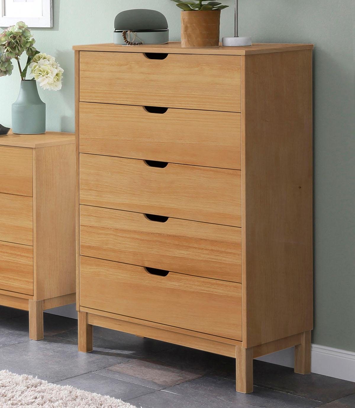 OTTO home Kommode Post, massives Kiefernholz, mit vielen Stauraummöglichkeiten, Breite 76 cm