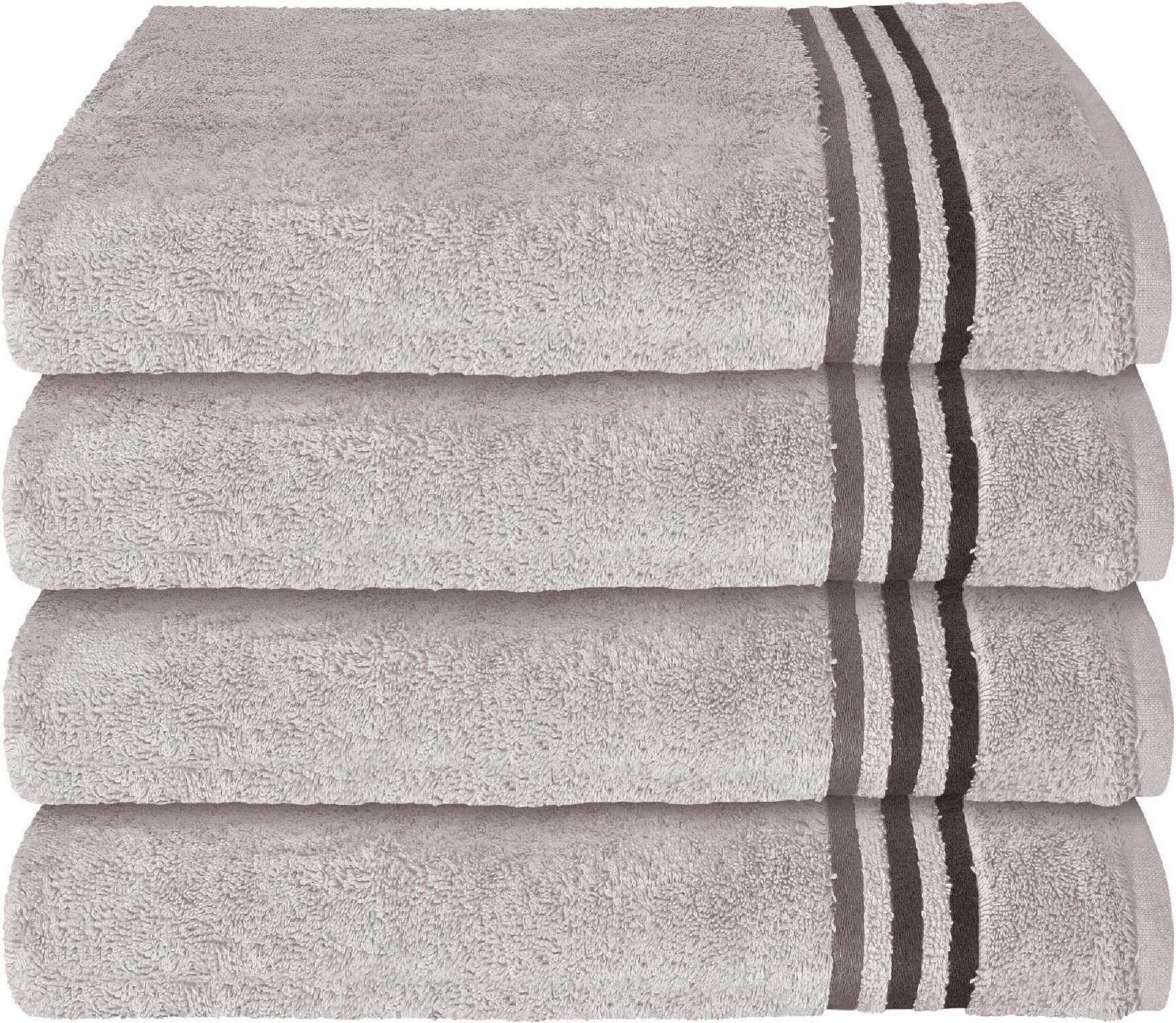 Schiesser Handtücher Skyline Color aus 100 % Baumwolle mit eleganter Streifenbordüre, Frottier (Set, 4-St), OEKO-TEX® MADE IN GREEN
