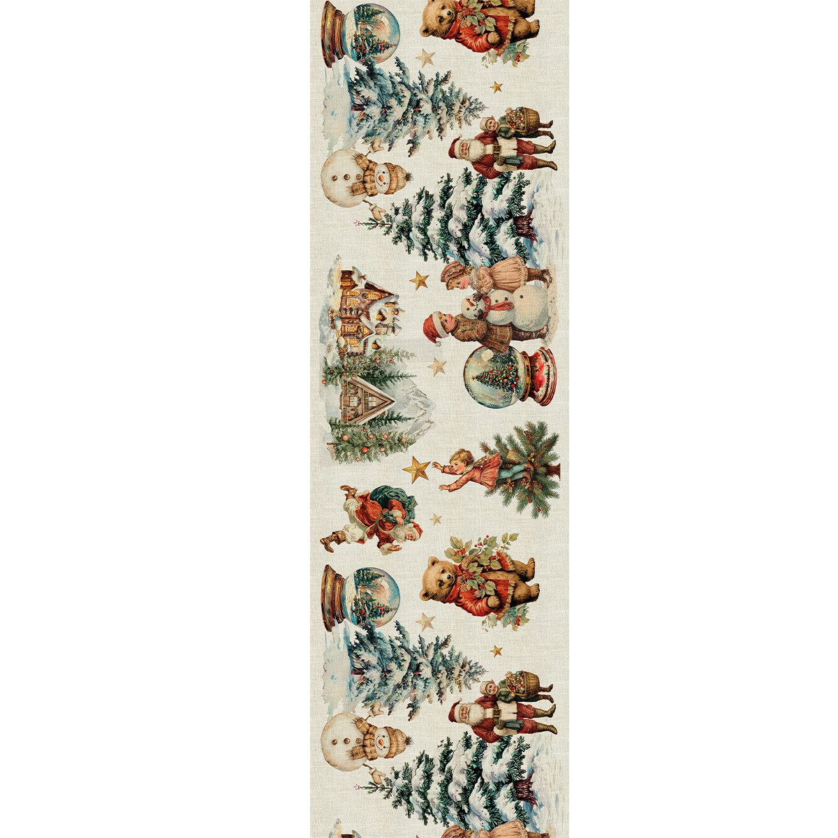 Garnier Thiebaut Tischläufer Tischläufer Bonhommes de neige vintage 50x155 cm, bedruckt