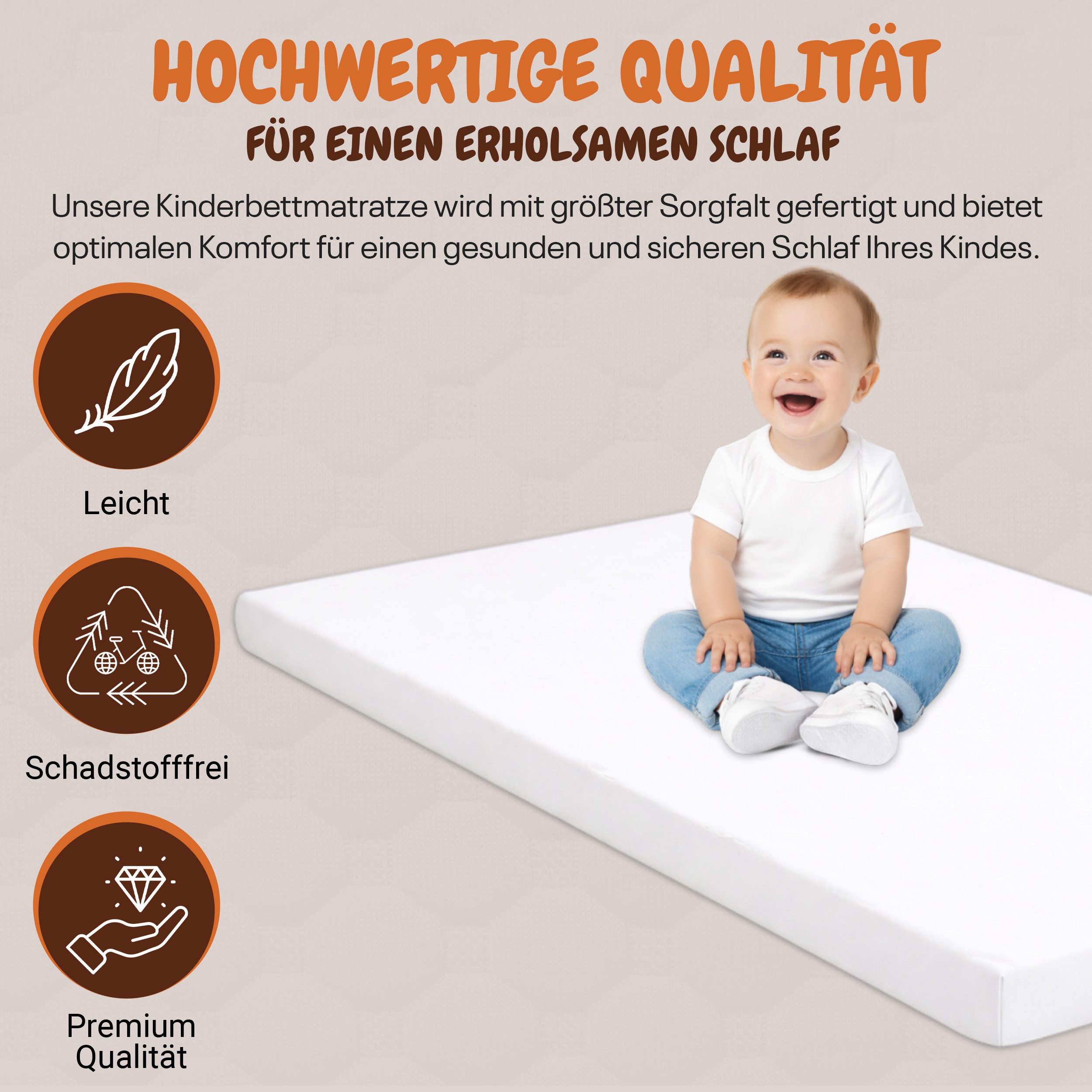 Kindermatratze Babymatratze mit Baumwollbezug, waschbar & rollbar–Allergike günstig online kaufen
