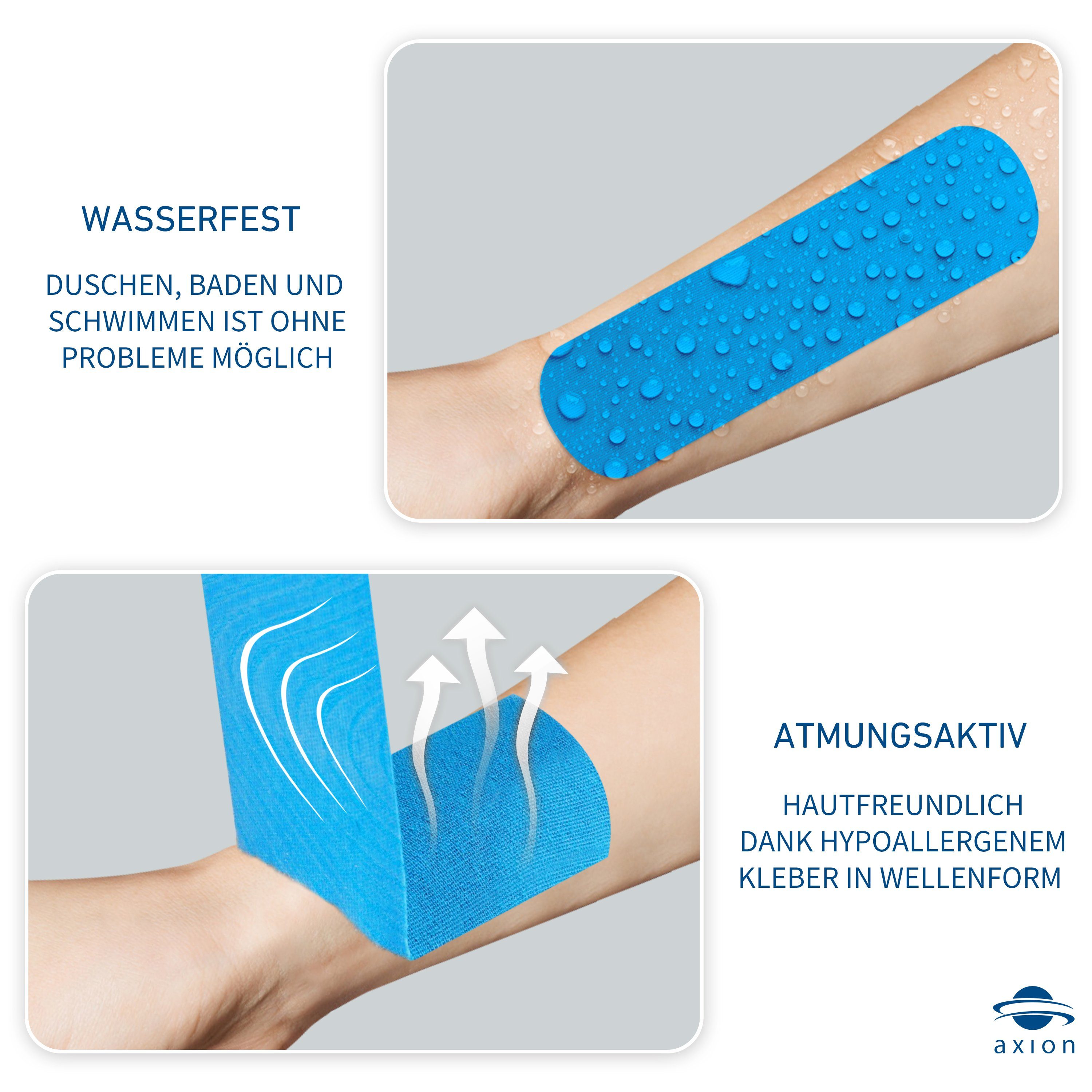 Axion Kinesiologie-Tape Kinesio-Tape - Wasserfestes Tape, verschiedene Farben, je 500 x 5 cm (Set, 2-St) MEDIZINPRODUKT, Sporttape Bandage