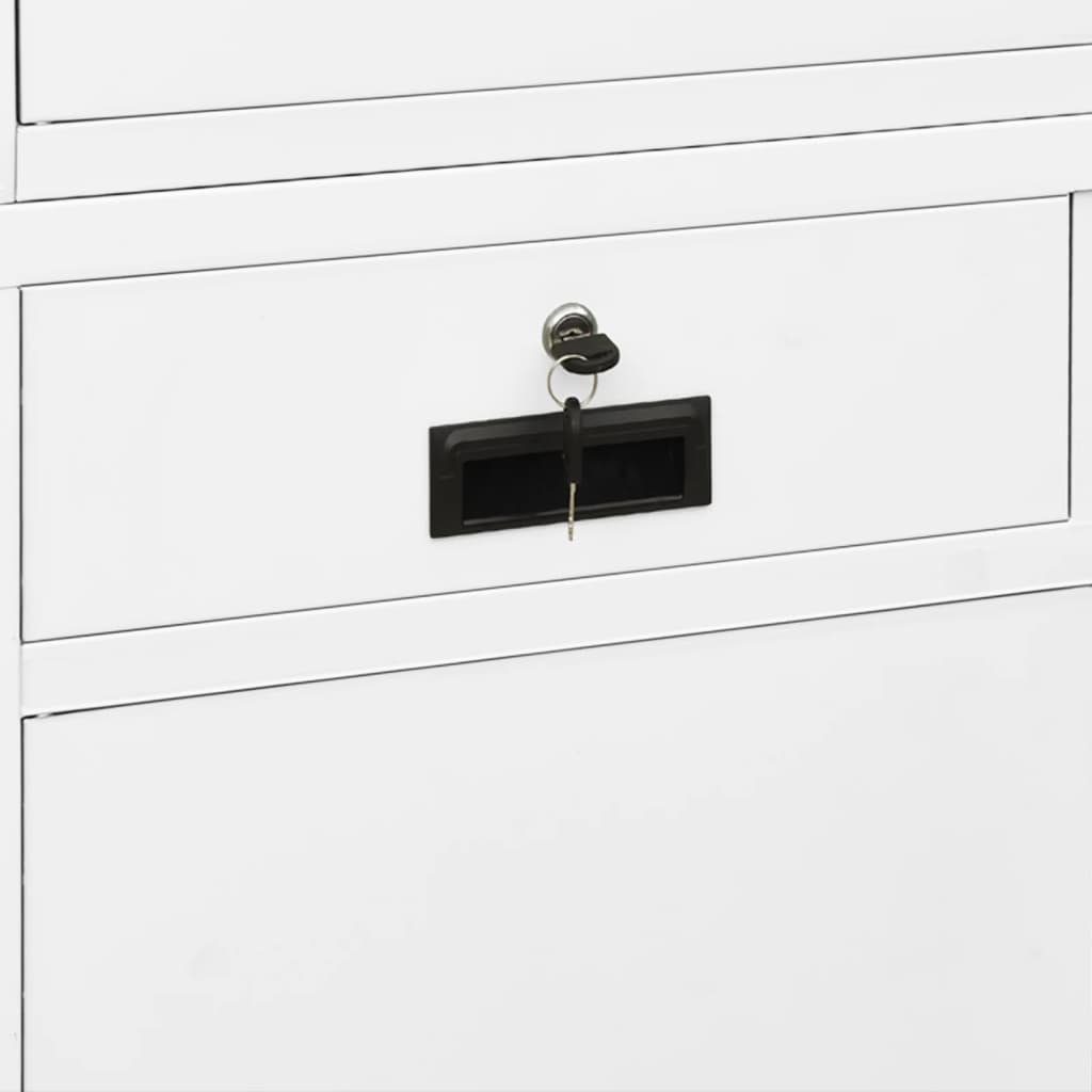 (1-St) Hartglas Büroschrank cm Stahl vidaXL 90x40x180 Fächerschrank Weiß und