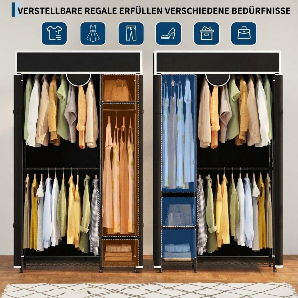 GarveeMore Kleiderschrank Stabiler Stoffschrank mit Kleiderstange, Kohlenstoffstahl – Bild 4 von 5