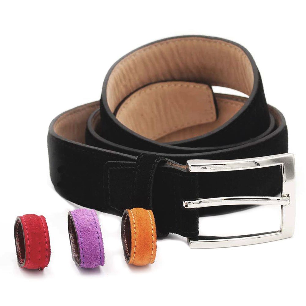 BGENTS Ledergürtel Veloursledergürtel mit Naht und drei kontrastfarbene Wec günstig online kaufen