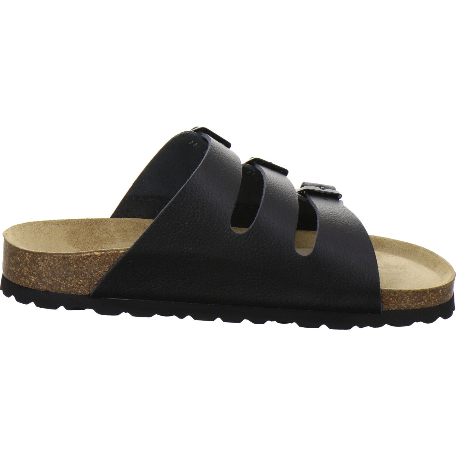 AFS-Schuhe 213323 Dreischnaller Pantolette für Damen mit Fußbett, bequeme Sandalen aus Leder