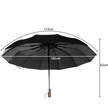 Trizand Taschenregenschirm Regenschirm XXL, groß schwarz Hochwertig Einfahrbar