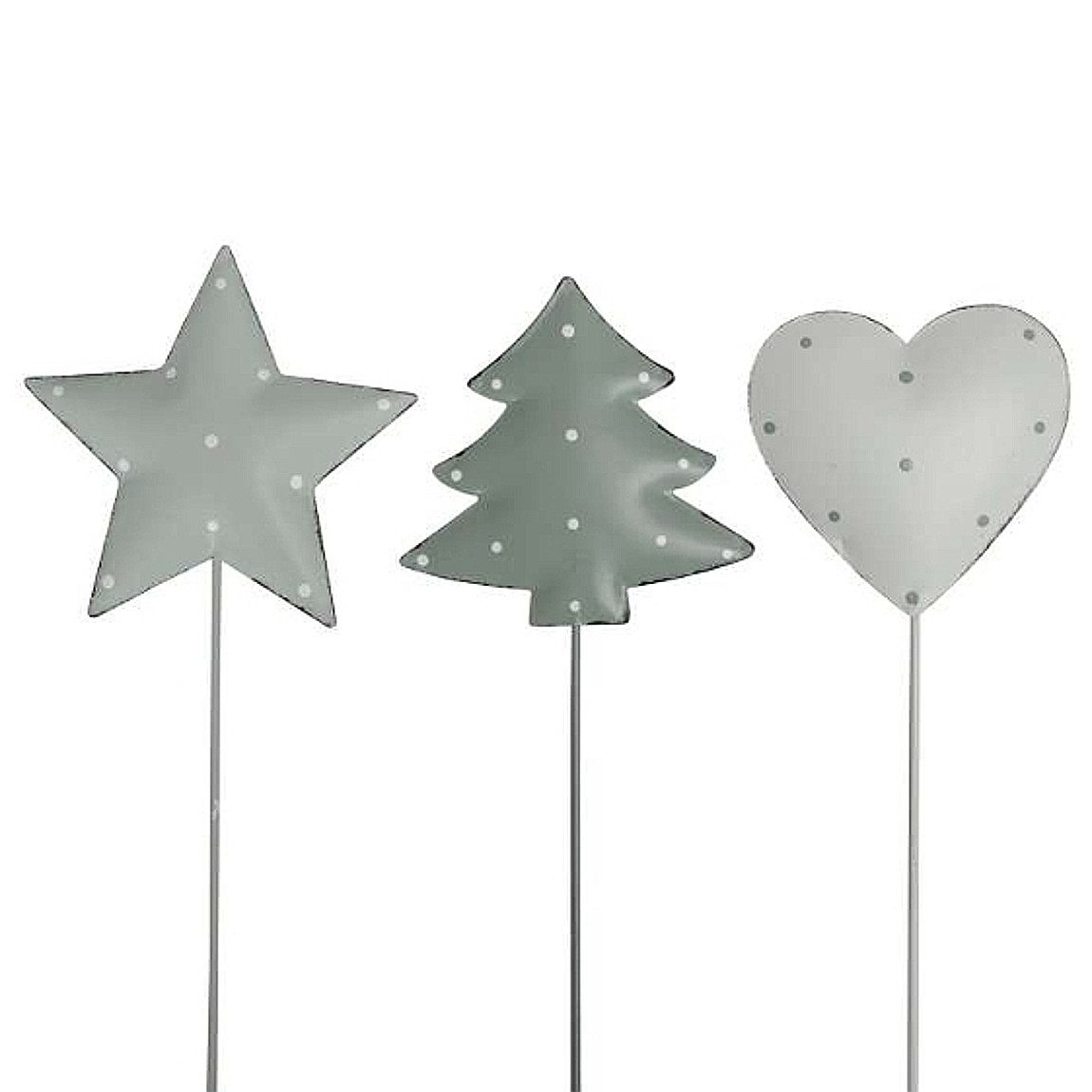 Macosa Home Weihnachtsfigur Dekostecker Grün Tanne Herz und Stern 3er Set m günstig online kaufen