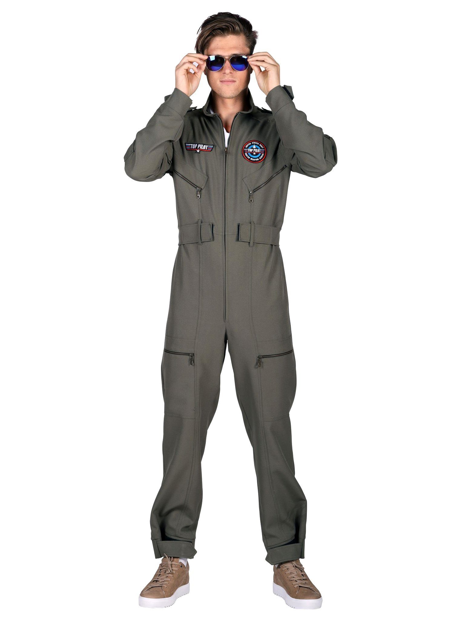 thetru Kostüm Top Pilot Fliegeroverall für Männer, Pilotenkostüm für Herren im Stil des Blockbuster Kinofilms