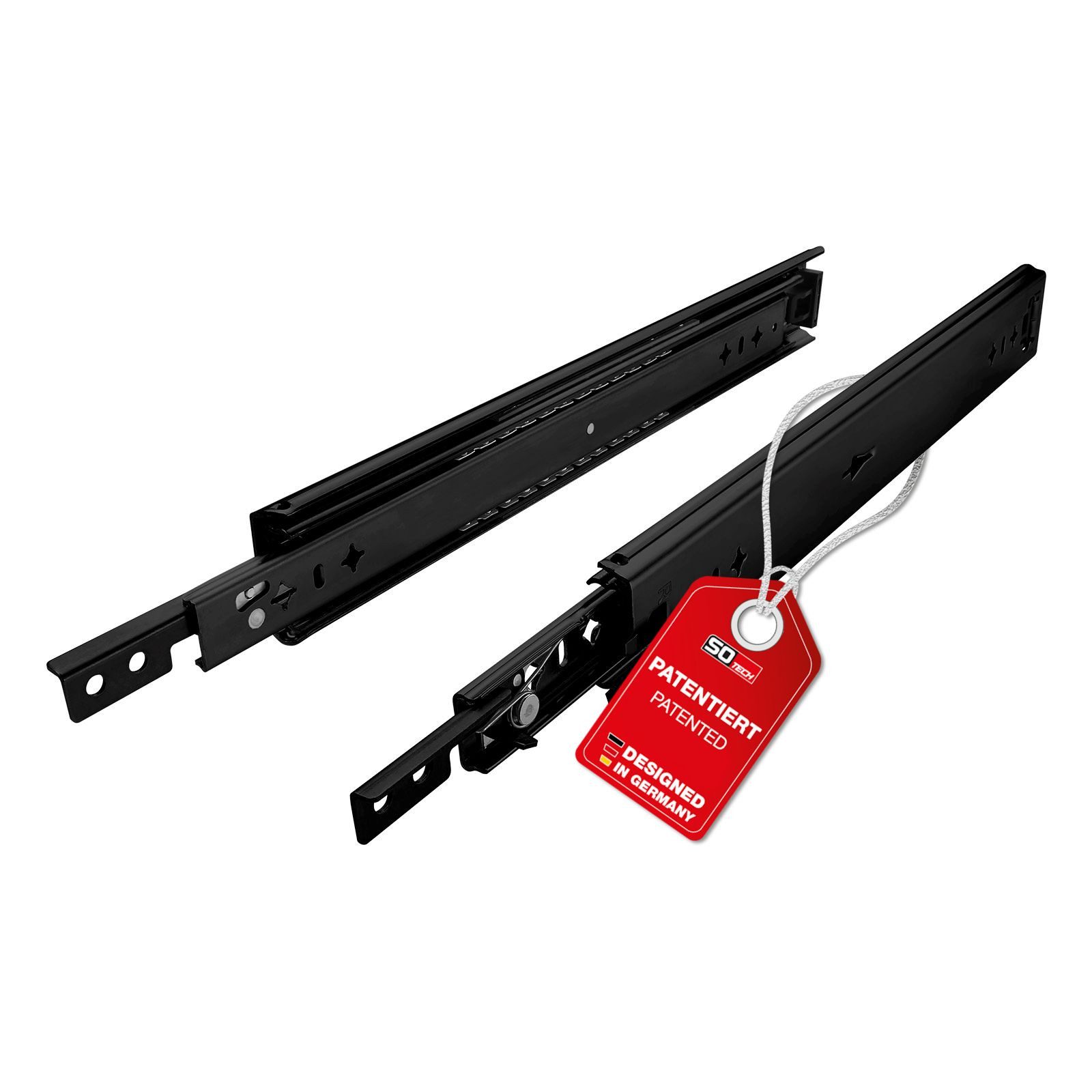 SO-TECH® Teleskop-Vollauszug Schwerlastauszug VarioSlide KV2-100-H53-EH mit Lock-in/out, 110 cm, 100 kg, schwarz, für Servicefahrzeuge / Maschinenbau