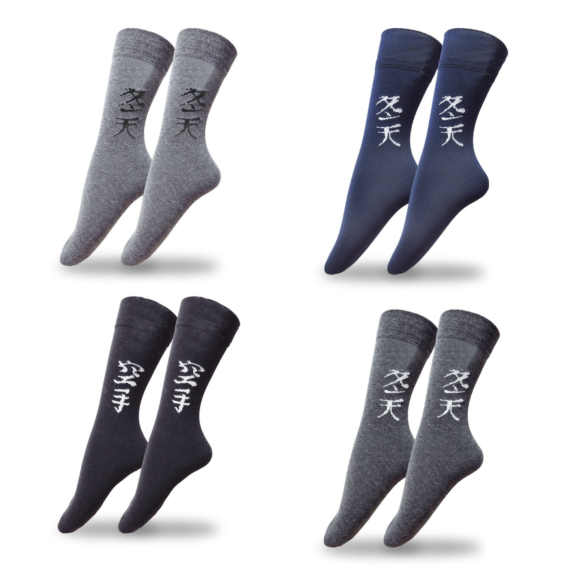 Bund Paar Socken hgrau Norwegersocken knöchellang soft, elastischer Originelli Schriftsymbol "Asia" Sonia 1