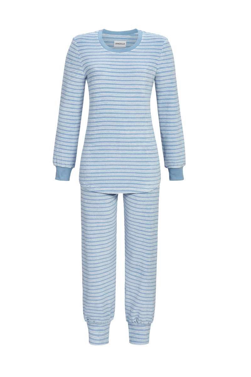 Ringella Pyjama aus geringeltem Stretchfrottee mit Bündchen (2 tlg)