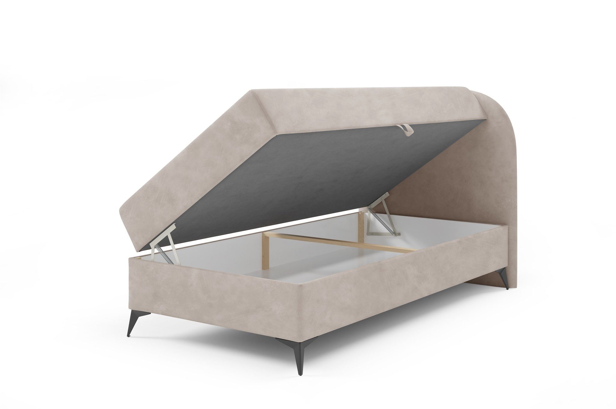 Fun Möbel Boxbett Gästebett GORGIA Stoff Jasmin (Füße ca. 13cm hoch, Bettkastenseite wählbar), Inkl. 2 Zierkissen