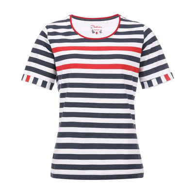 modAS Kurzarmshirt Damen T-Shirt Blockstreifen Maritim - Streifen Basic Shirt Baumwolle