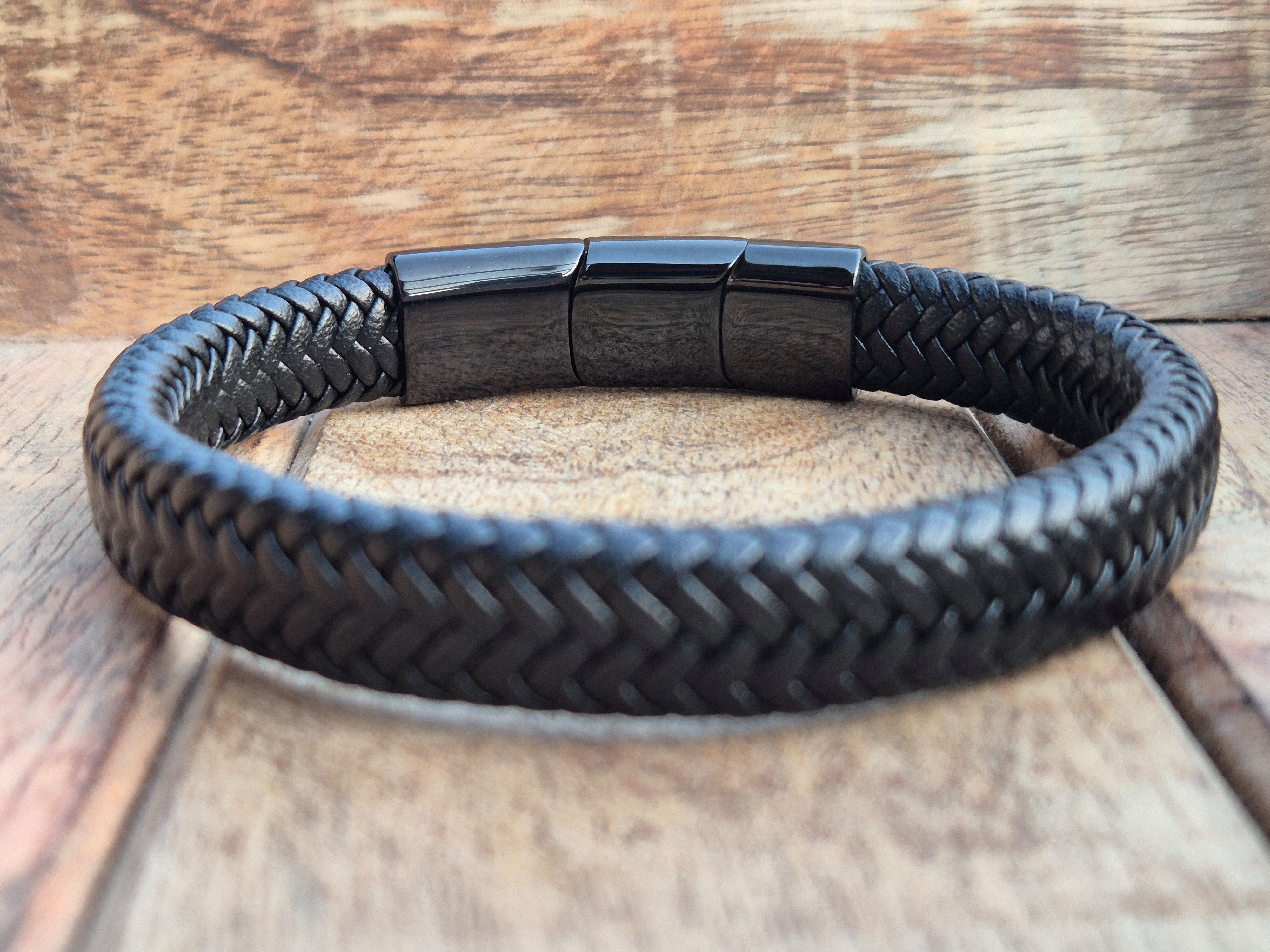 NAHLE Lederarmband Leder elegantes Armband Echtleder – geflochten mit Magnetverschluss, mit Magnetverschluss, Länge durch Verlängerungsstück verstellbar – Bild 2 von 5