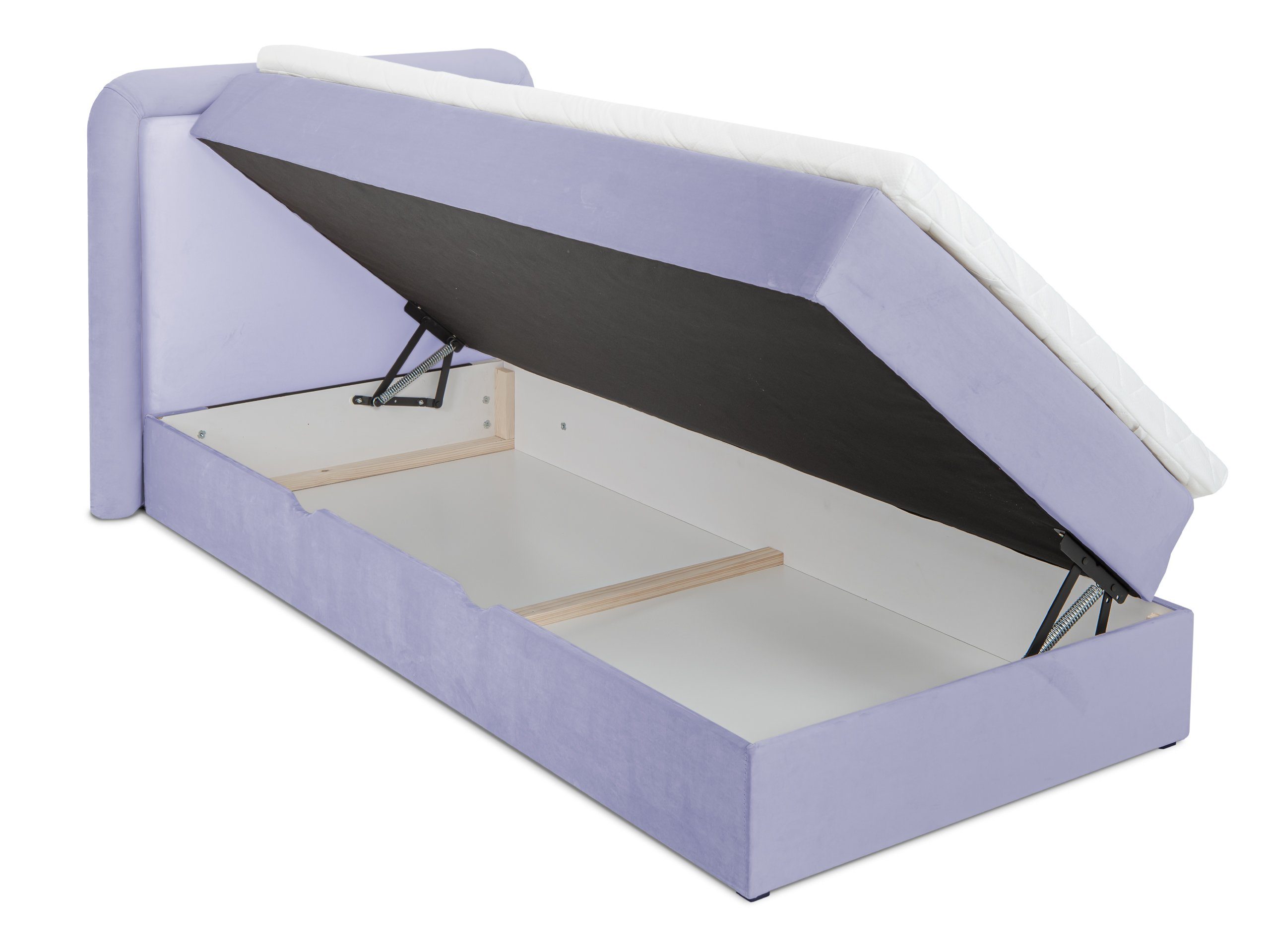 wonello 90x200 und lila Silea cm Boxspringbett 2, Bettkasten Topper Kinderbett mit Mädchen