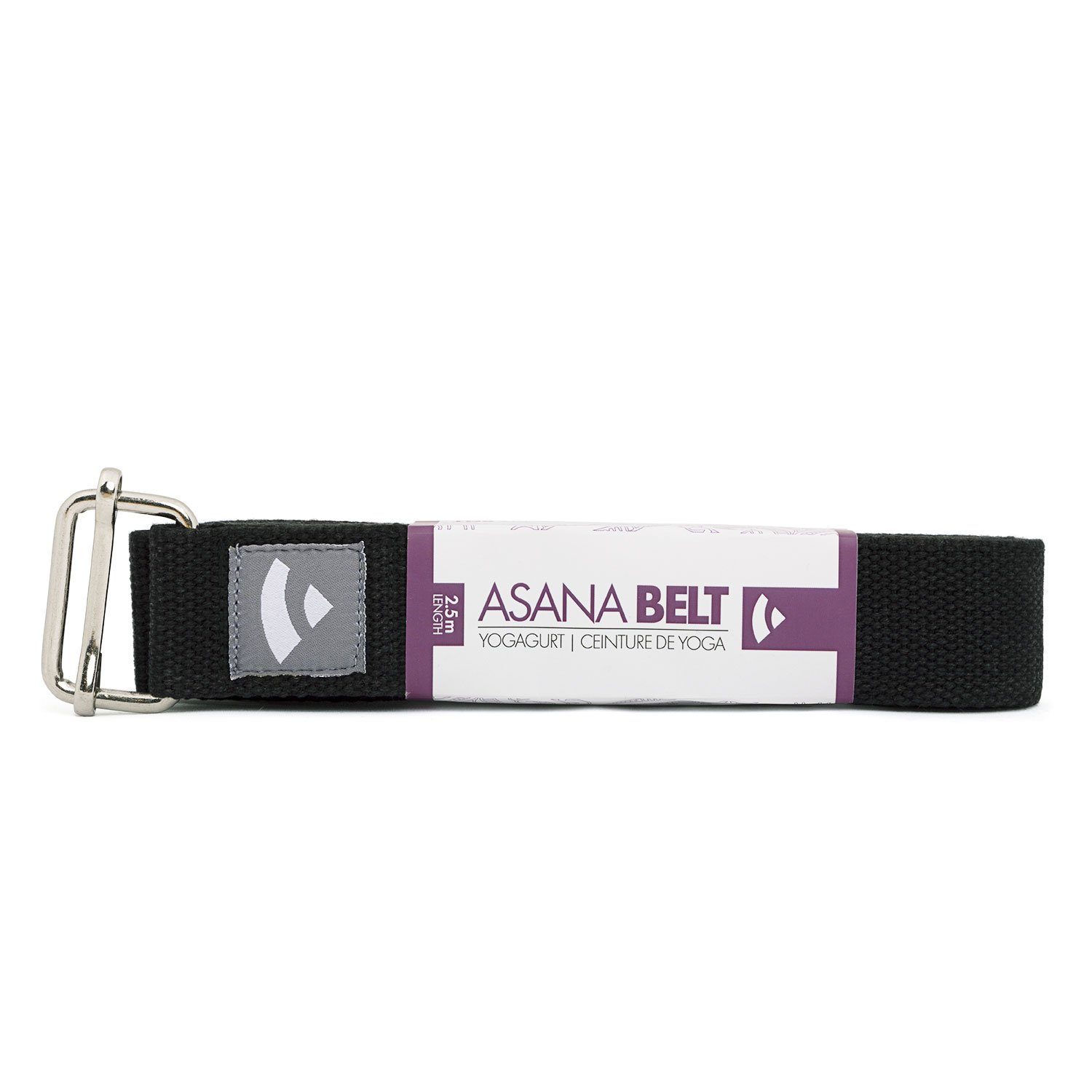 2,5m, Metall Yogamatte bodhi ASANA BELT mit Schiebeschnalle schwarz Yogagurt