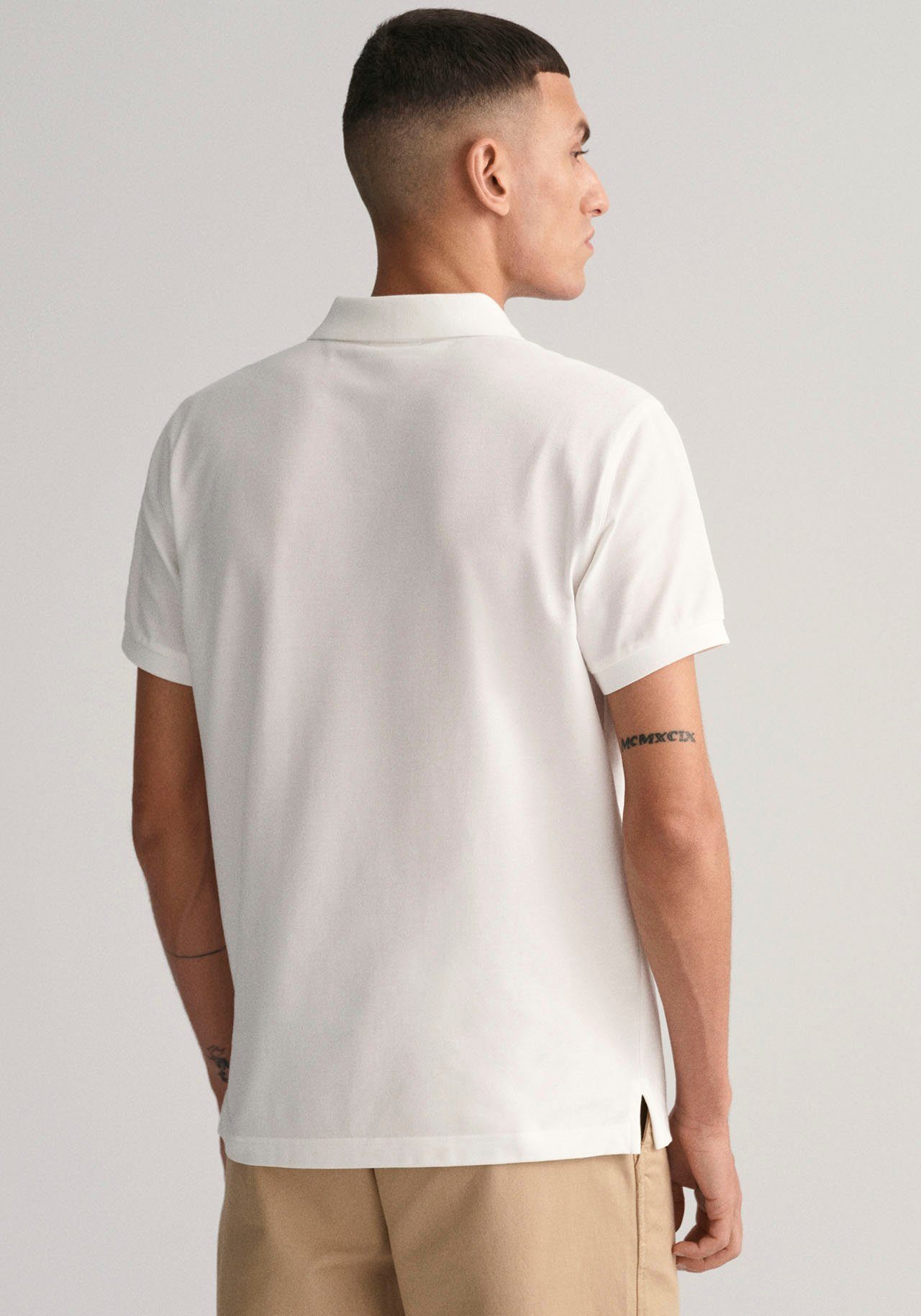 SLIM SS der Poloshirt mit Brust auf POLO PIQUE Logostickerei Gant white SHIELD