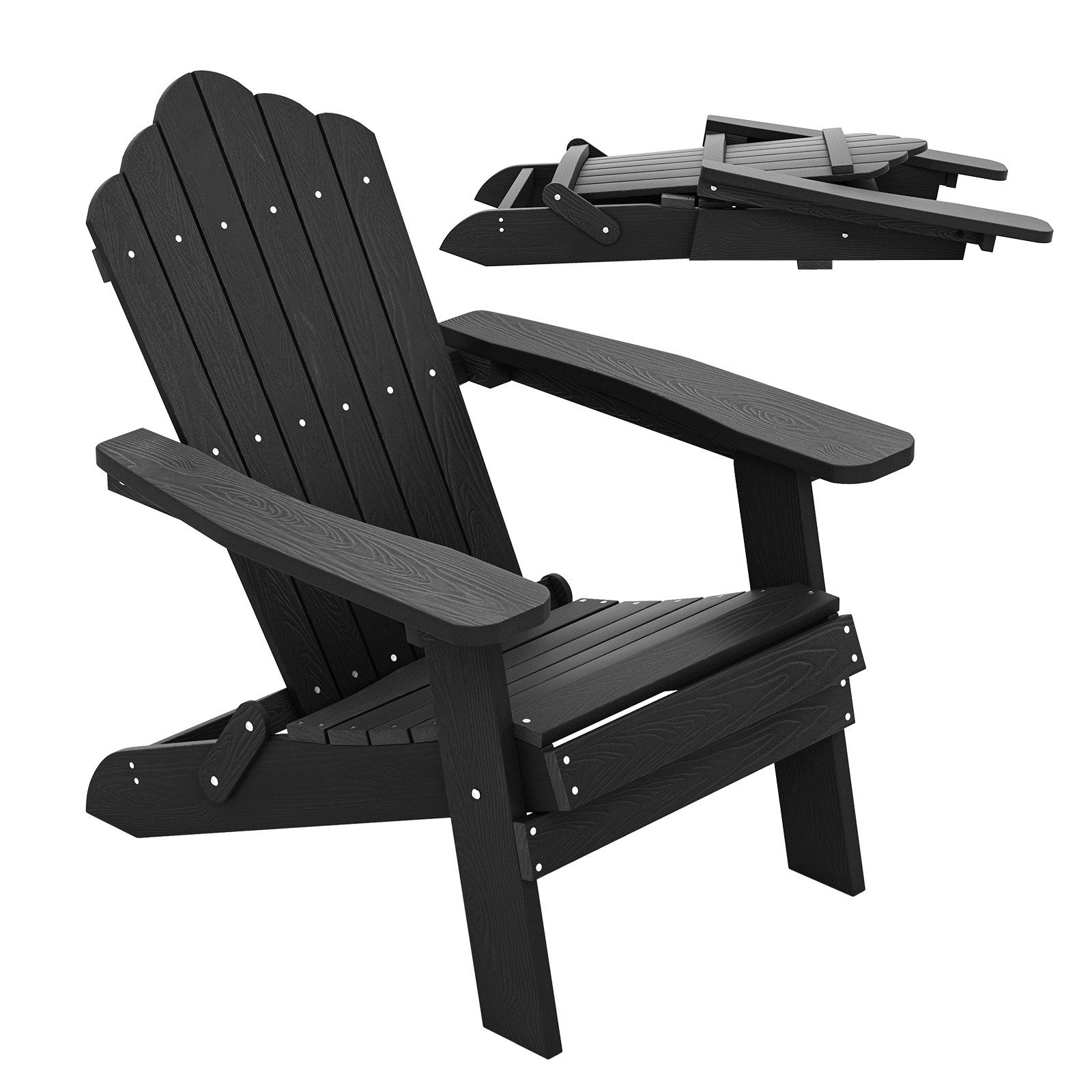 COSTWAY Gartenstuhl, Adirondack Stuhl klappbar, 180 kg Tragfähigkeit