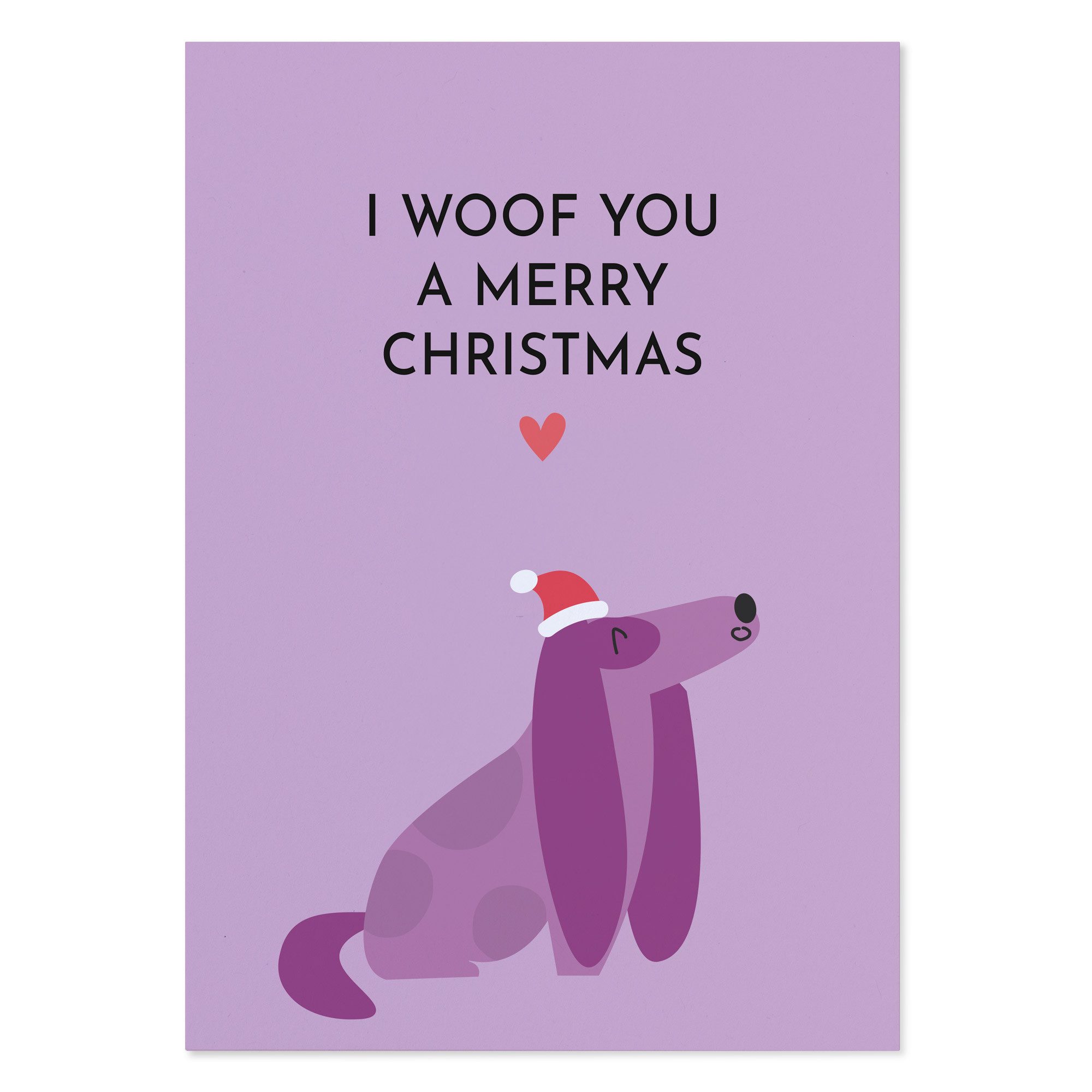 Bow & Hummingbird Weihnachtskarte Lustige Weihnachtskarte Hund „I Woof You a Merry Christmas“, Karte Weihnachten aus Recyclingpapier DIN A6