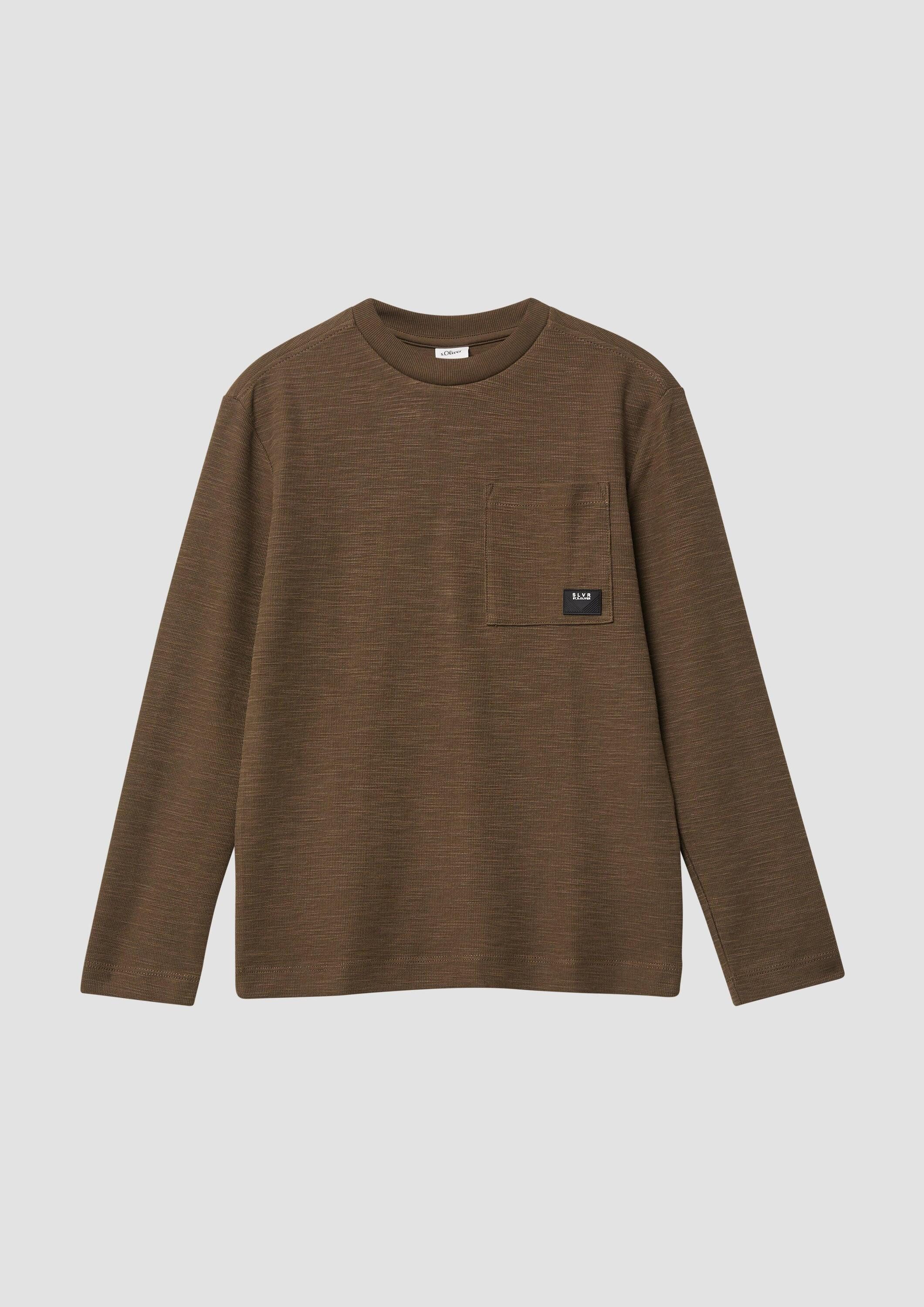 s.Oliver Langarmshirt T-Shirt Longsleeve aus strukturiertem Jersey mit Brusttasche