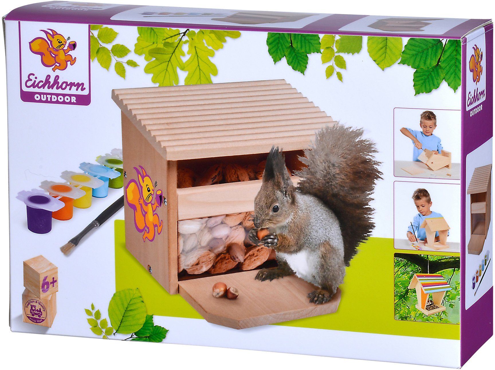 (Set), Europe Eichhorn und Eichhörnchen, Zusammenbauen in Holzspielzeug, zum Outdoor Made Kreativset Futterhaus Bemalen;