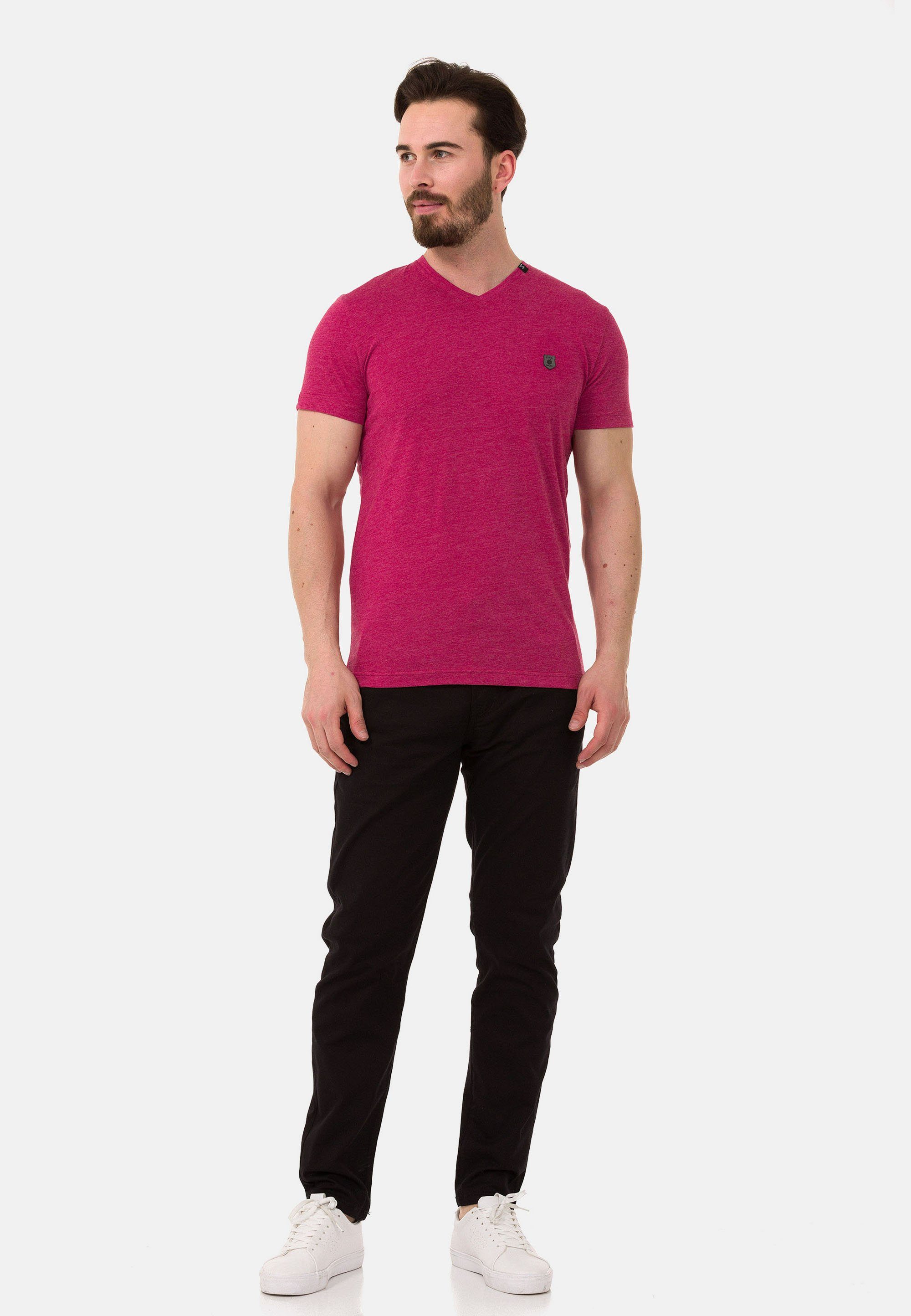 Cipo & Baxx T-Shirt mit modischem V-Ausschnitt rot