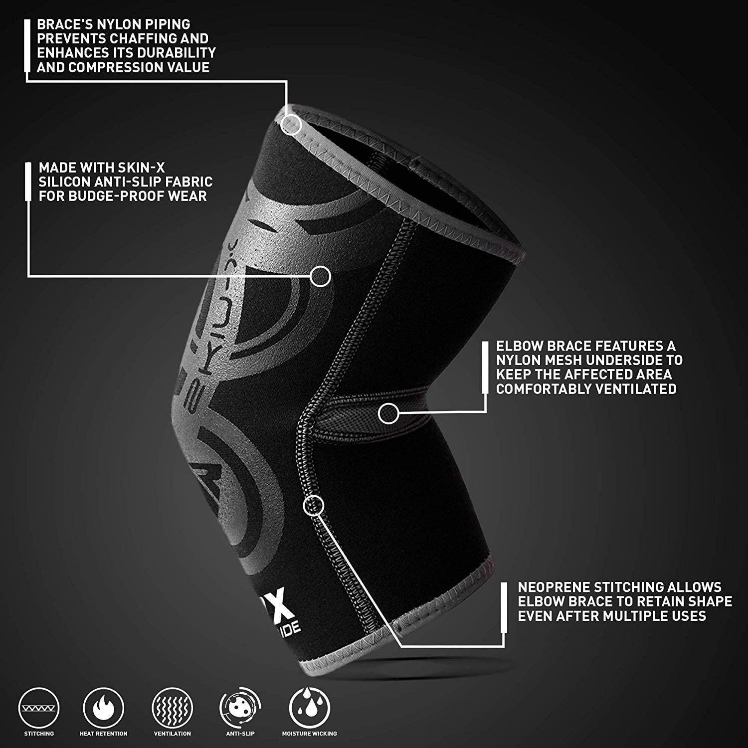 RDX Sports Ellenbogenschutz RDX Ellenbogen Bandagen Ellenbogen Unterstützung Bandage Ellenbogen – Bild 4 von 4