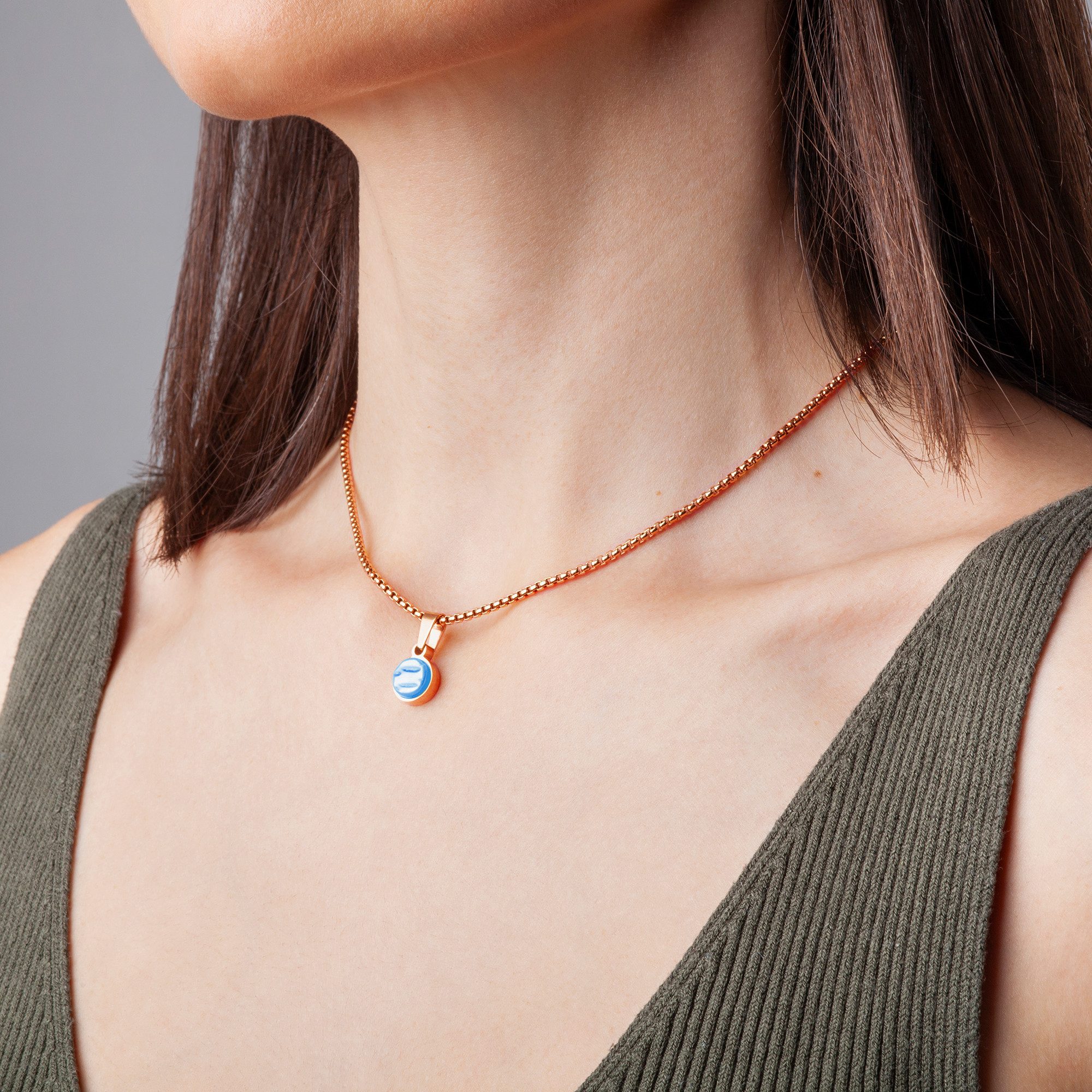 ALEXASCHA Charm-Kette Kurze Edelstahlkette mit Anhänger • Mix & Match Kette • 18k vergoldet