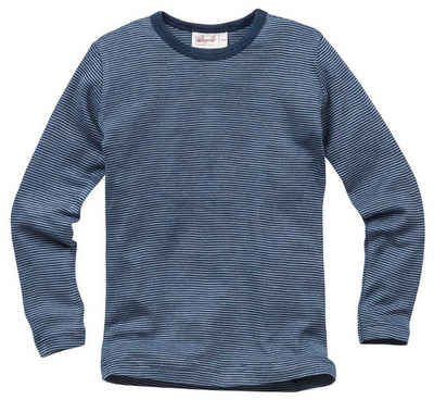People Wear Organic Unterhemd -Wolle-Seide Langarm Shirt- blau gestreift