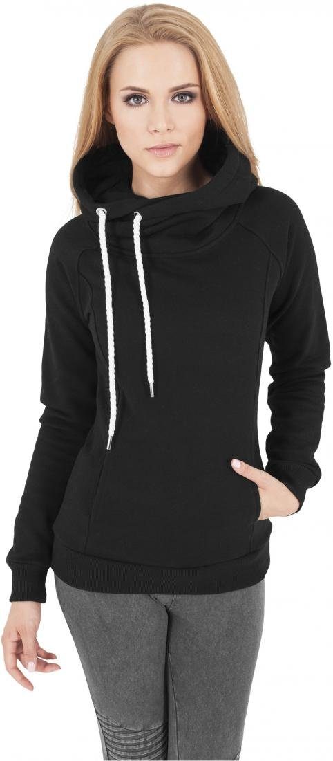Kapuzenpullover Damen Raglan High Neck Hoody überkreuzter Kapuzenkragen
