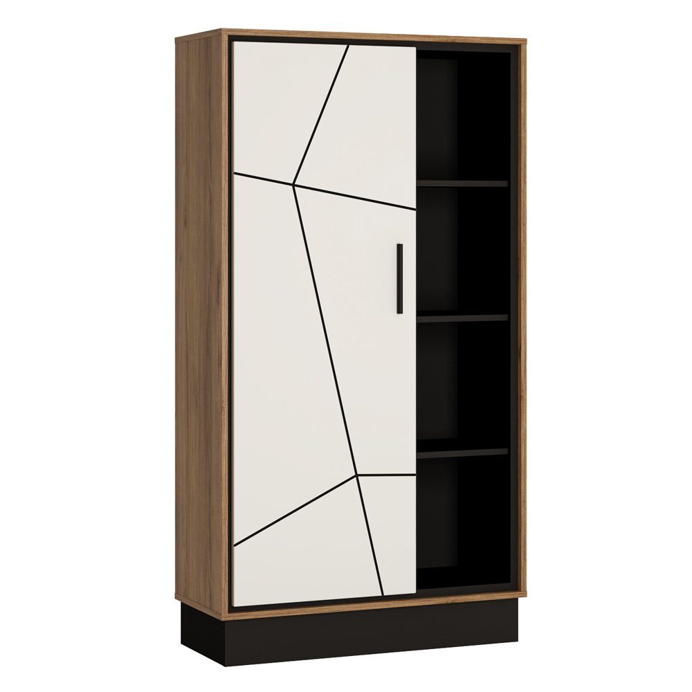 Hochglanz Lomadox Vitrine cm schwarz Eiche Catania BRISTOL-129 weiß mit 85,5/160,5/37 Nb. und