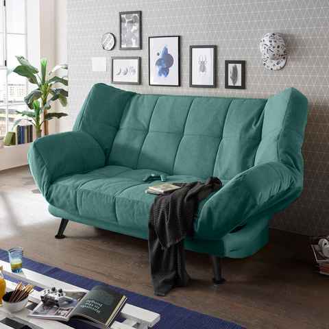 Lomadox Schlafsofa INSUL-09, Schlafcouch Sofa Couch Jugendzimmer Gästezimmer grün Bettkasten