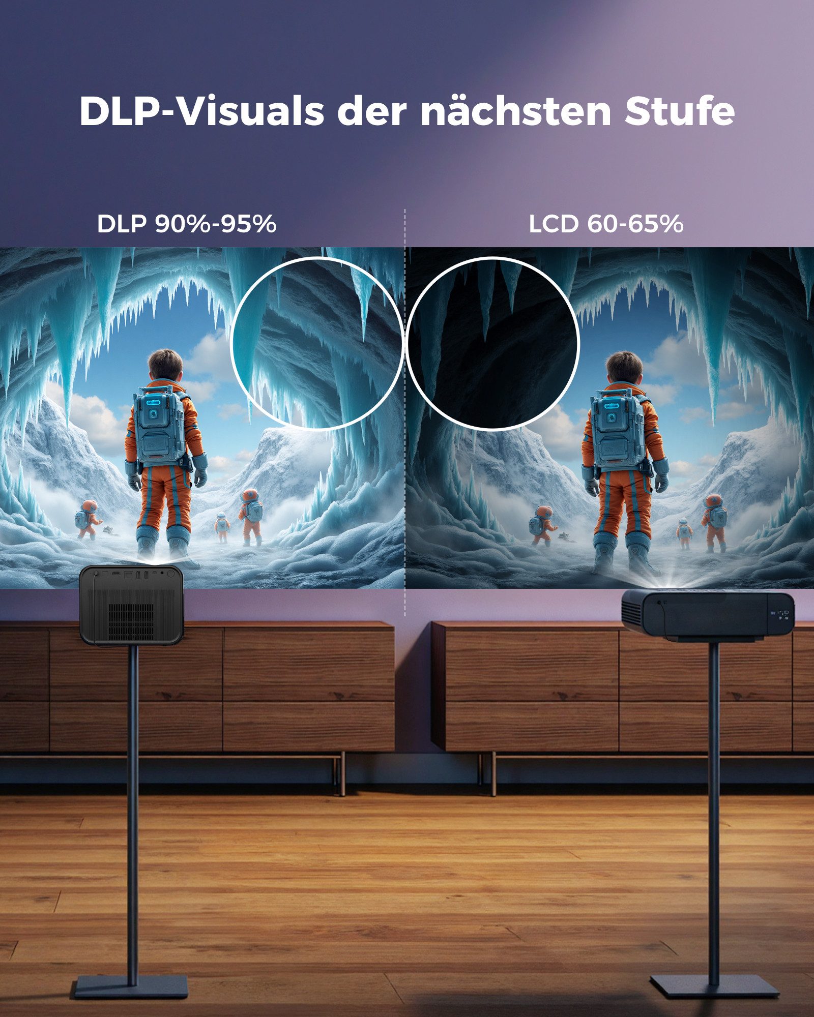 Ultimea Poseidon E100 Hochleistungs Smart DLP-Beamer (1800 lm, 1920 x 1080 px, Google TV, 4K Beamer, 1800 ANSI-Lumen, 5G WiFi Bluetooth)