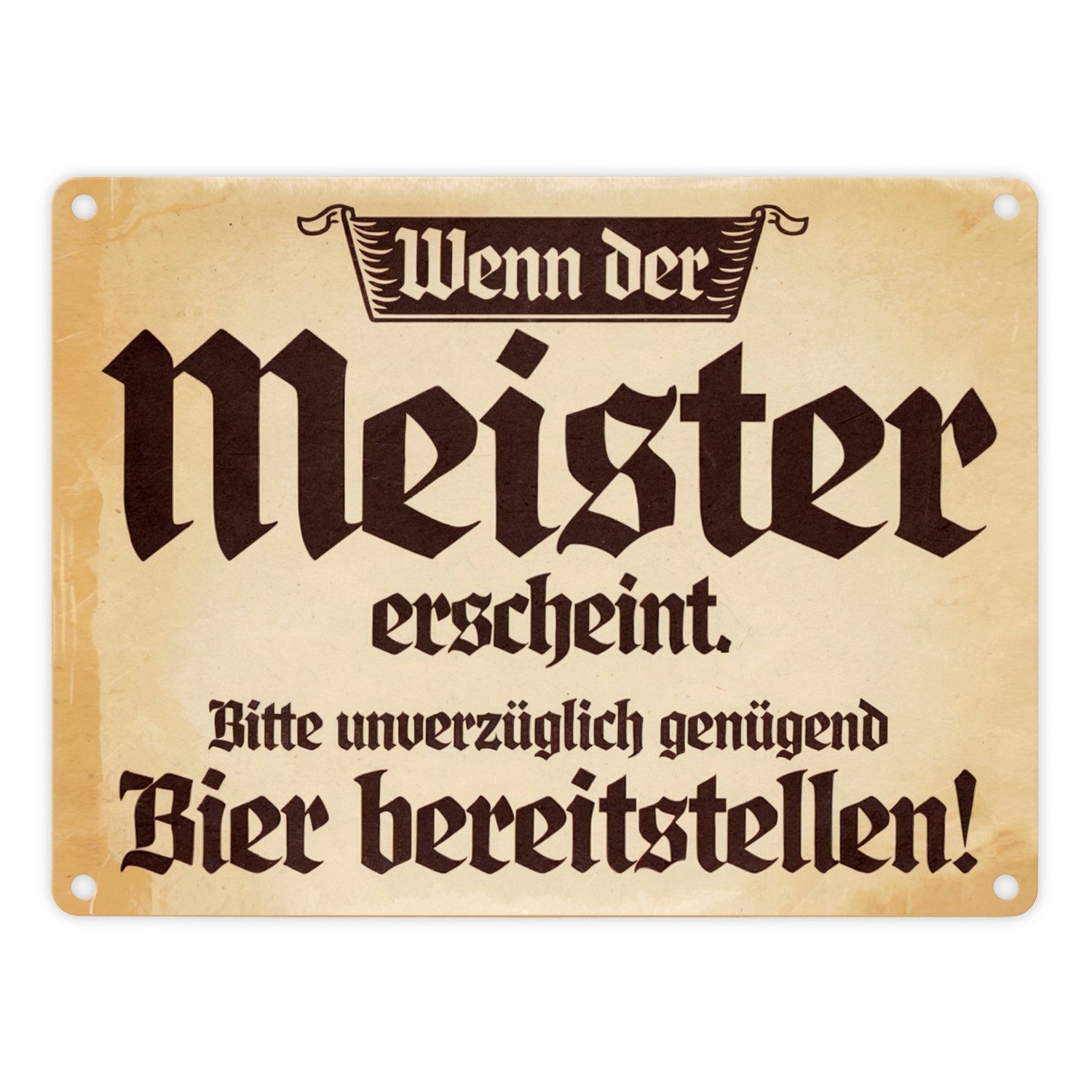 Metallschild Bier Meister Vintage-Stil Metallschild in 15x20 cm