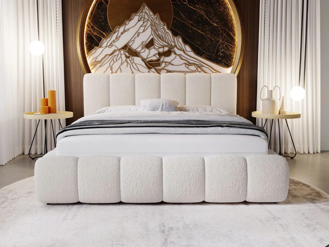 GrainGold Polsterbett mit Bettkästen CLOUD, Modern Bett mit Kopfteil - 160x günstig online kaufen