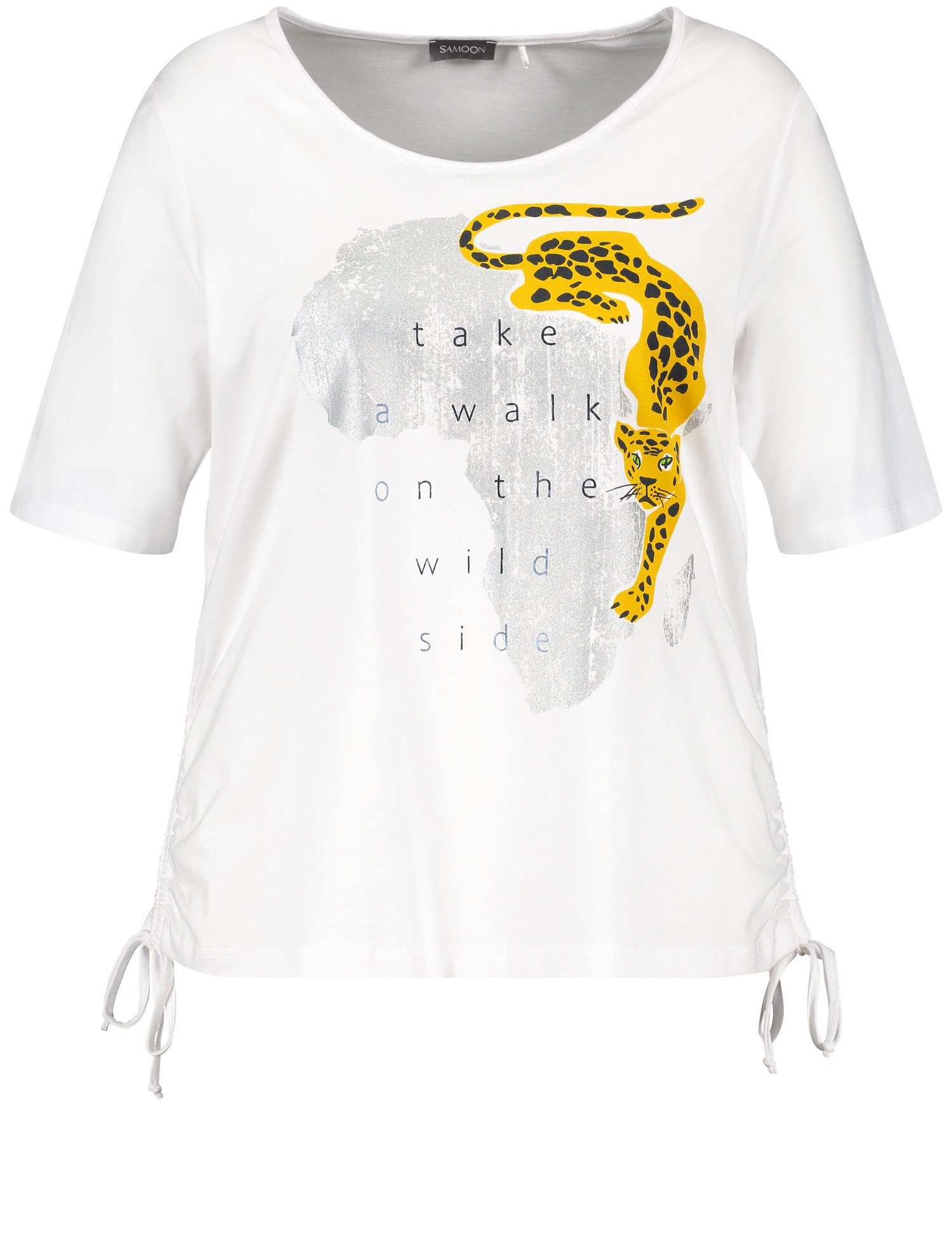 Samoon Kurzarmshirt T-Shirt mit Raffungen seitlichen
