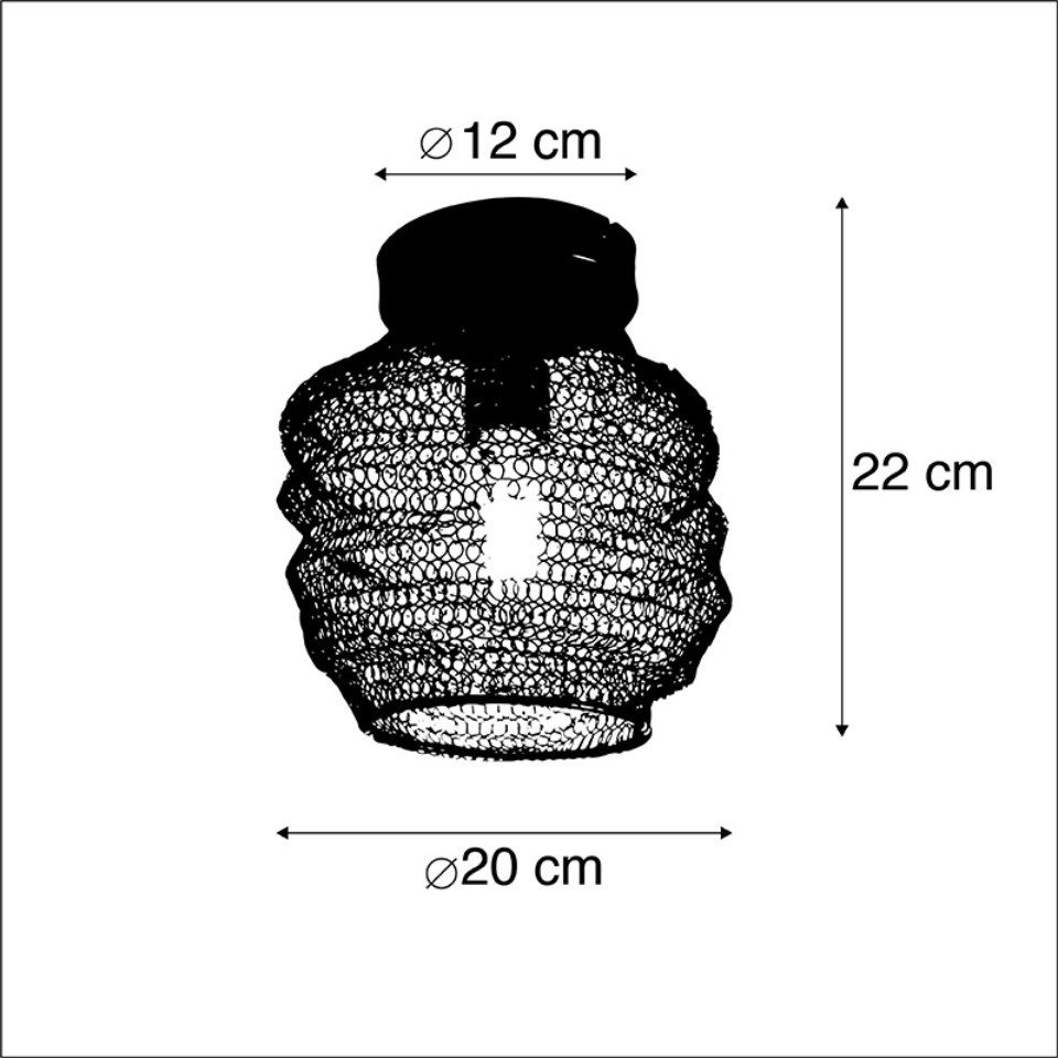 Qazqa Deckenleuchte Nidum, ohne Leuchtmittel, Warmweiß, QAZQA Deckenleuchte, e27, Schwarz, Stahl, Orientalisch
